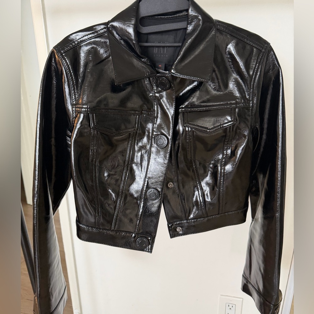 Gap studio patent leather jacket XS